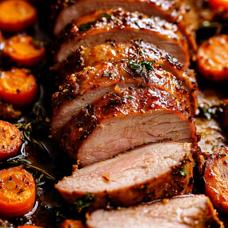 A roast of meat with carrots on the side.
