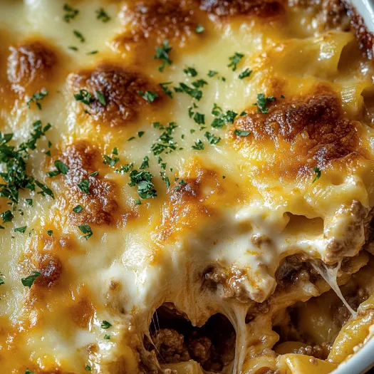 A close up of a delicious Million Dollar Ravioli Casserole.