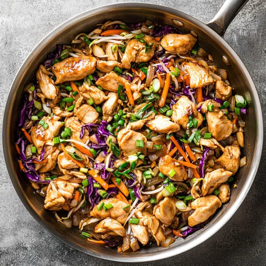 A pan of Moo Shu Chicken.