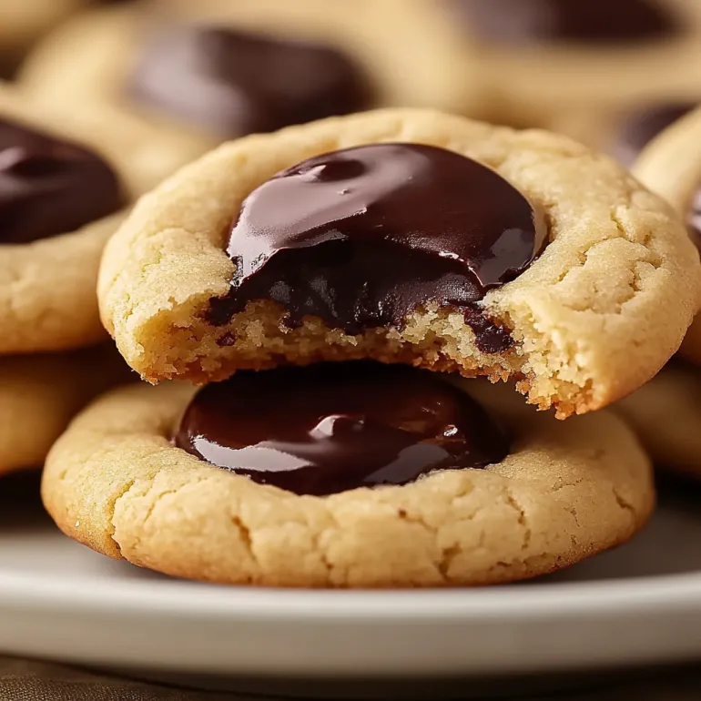 A plate of cookies with chocolate drizzled on top.
