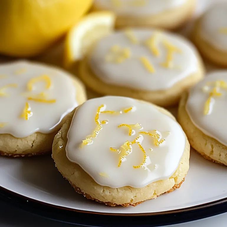 A plate of cookies with a lemon glaze.