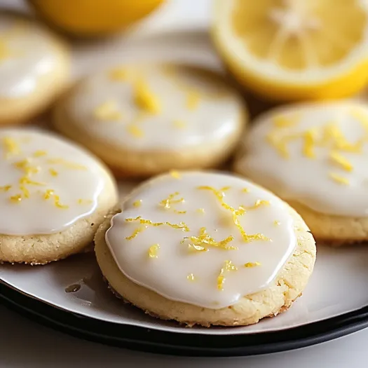 A plate of cookies with a lemon glaze.