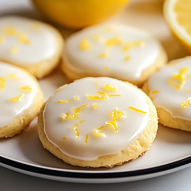 A plate of cookies with a lemon glaze.