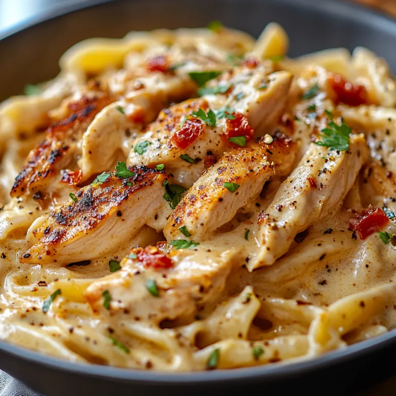 A bowl of creamy cajun chicken pasta.