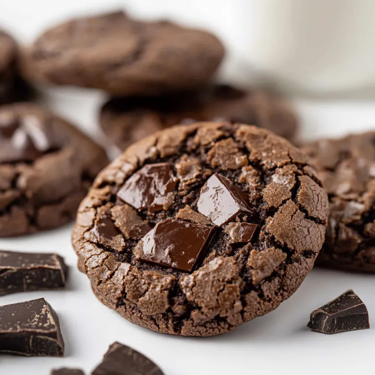 A plate of brownies with chocolate chips.