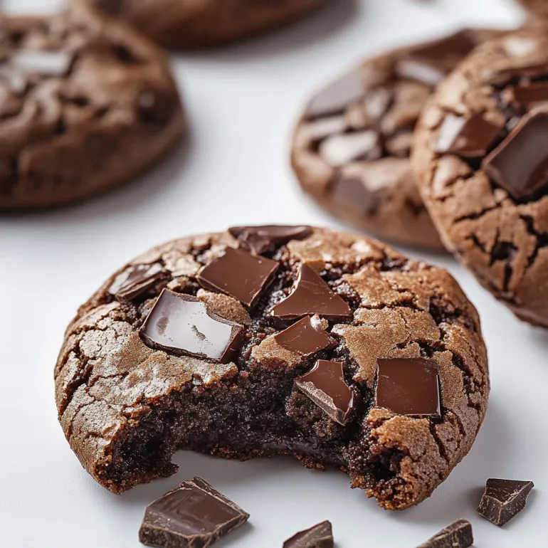 A close up of a chocolate brownie mix cookie.