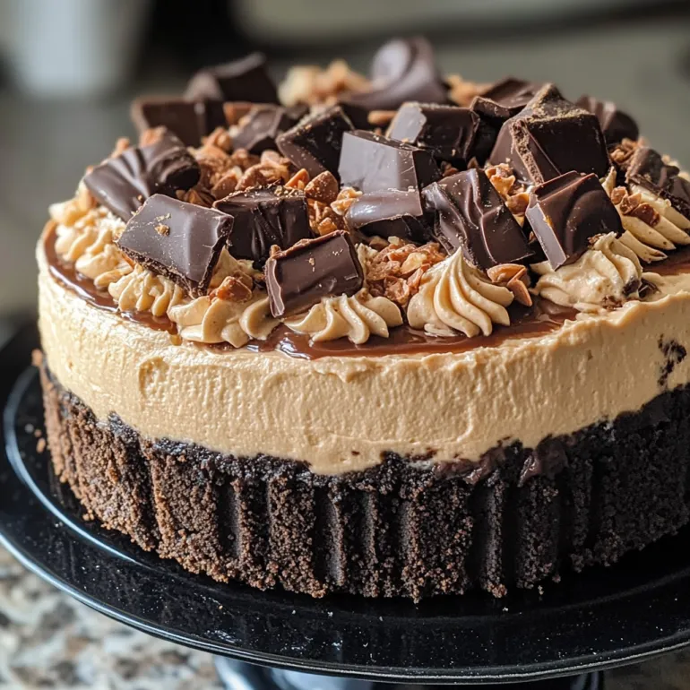 A chocolate cake with chocolate chips and caramel drizzle.