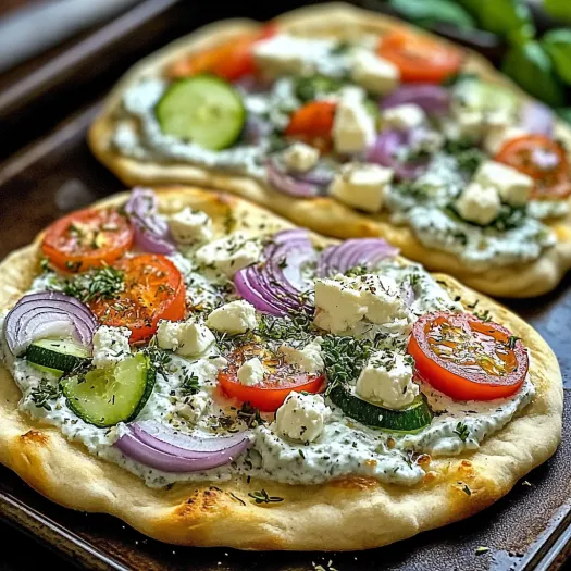 Two pizzas with vegetables and cheese on a tray.