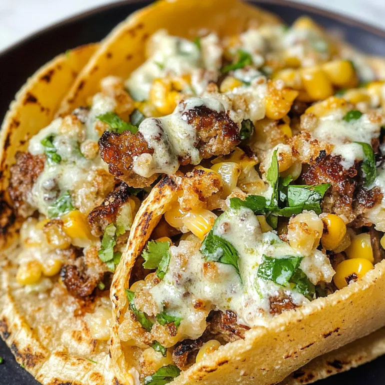 A delicious looking burger taco with cheese and corn.