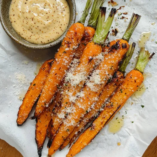 A bowl of honey mustard roasted carrots.