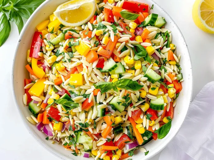 Rainbow Orzo Salad.