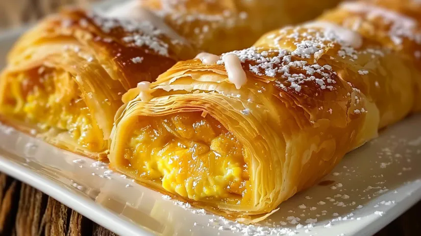 A breakfast roll-up with egg and cheese.
