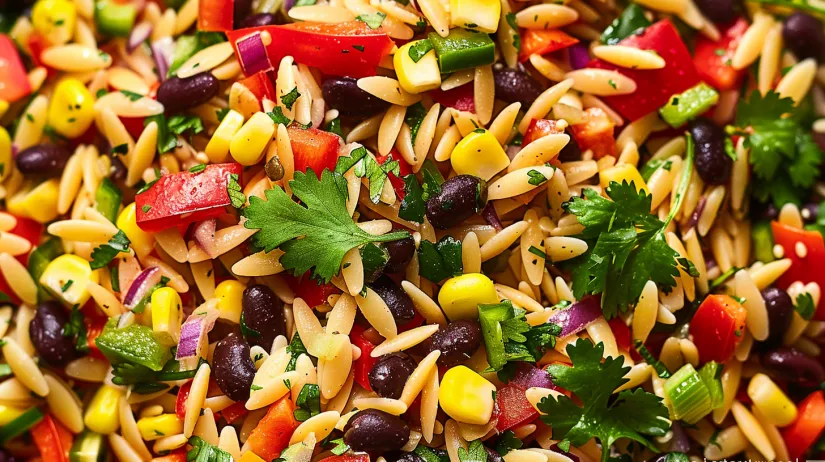 A bowl of Cowboy Orzo Salad.