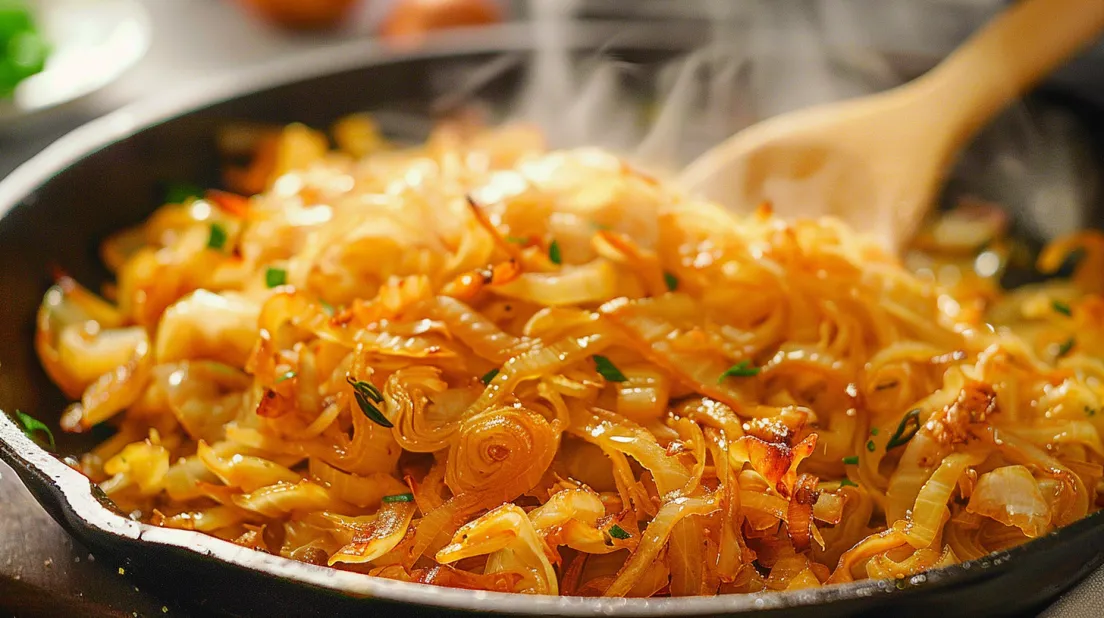 A pot of cabbage and onions.