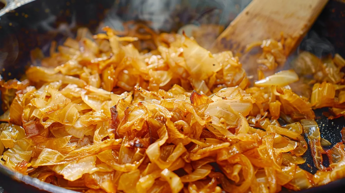 A close up of cabbage in a pan.