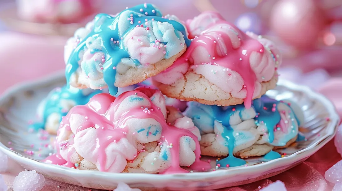 A plate of cotton candy cookies.