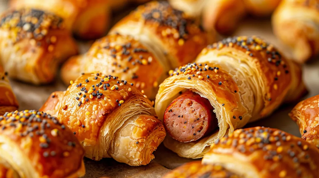 A close up of a hot dog in a pastry.