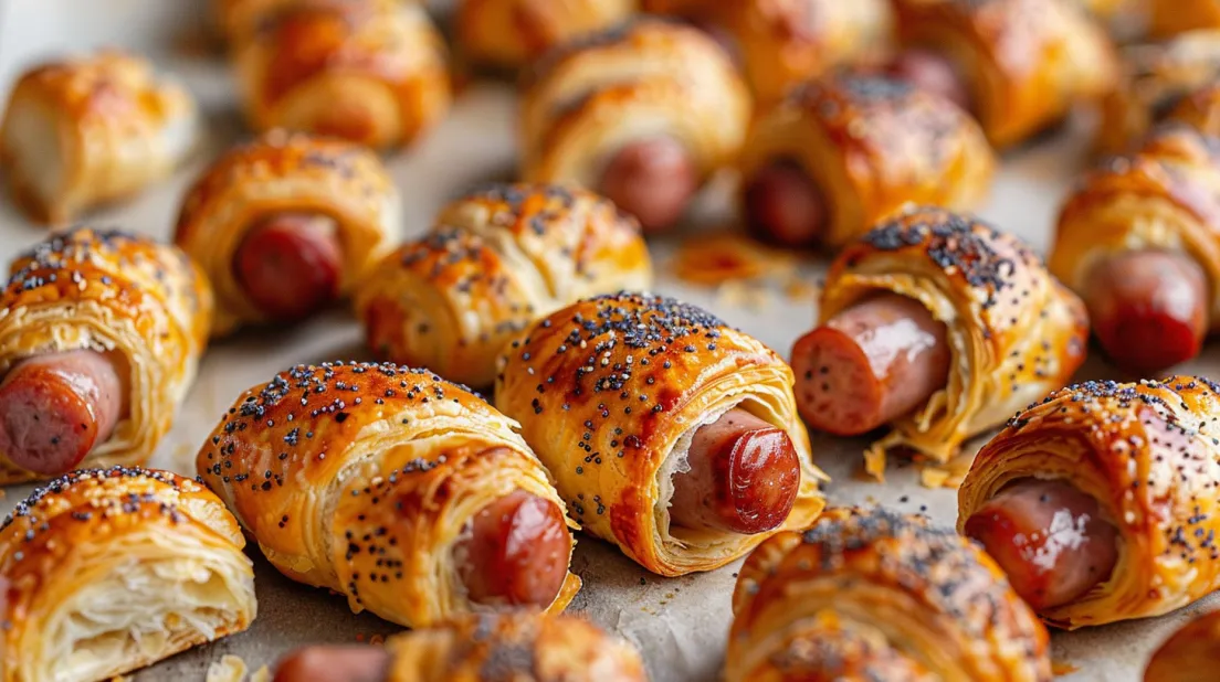 A tray of pigs in a blanket.