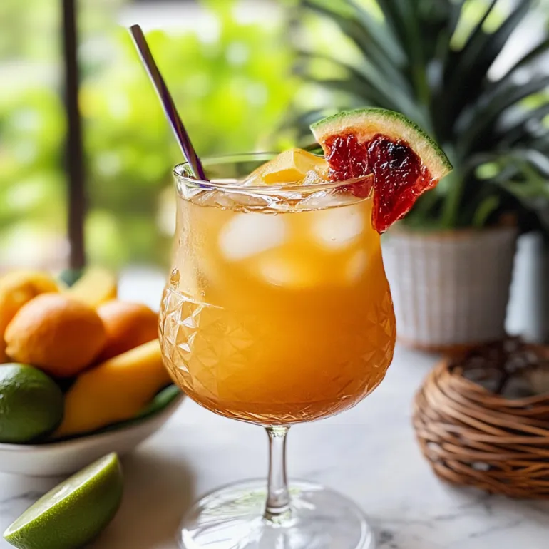 A glass of Melissa's Mai Tai Recipe.