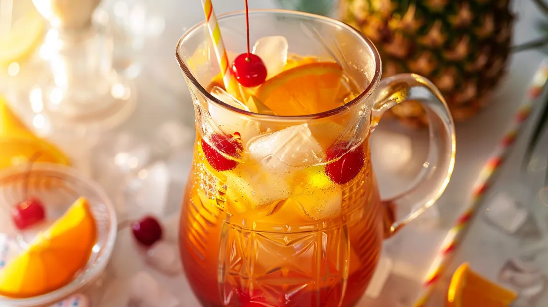 A glass of Melissa's Mai Tai Recipe.