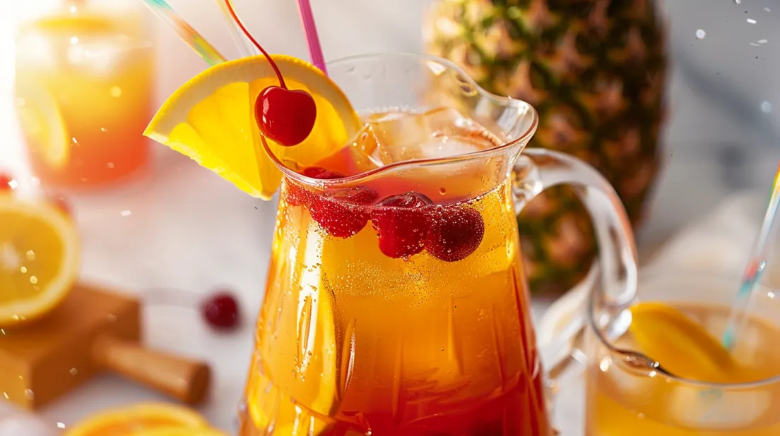 A glass of a pink drink with a cherry on top.