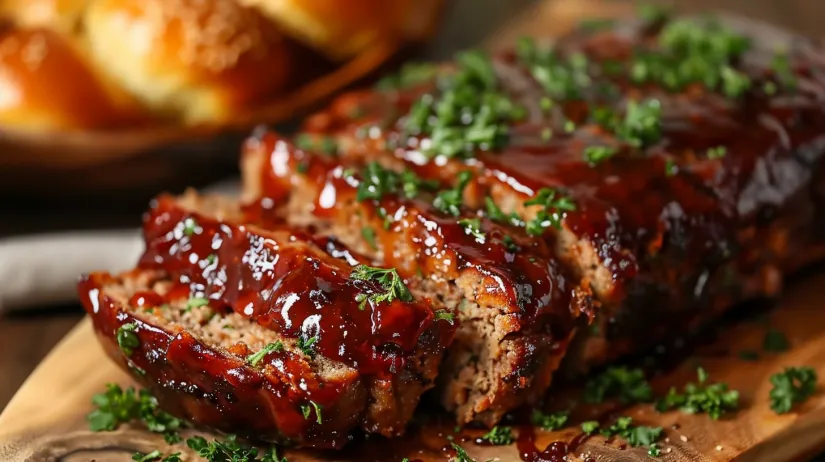A close up of a piece of meat with a sauce on it.