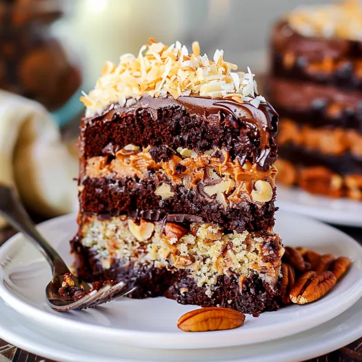 A slice of cake with a white plate underneath.
