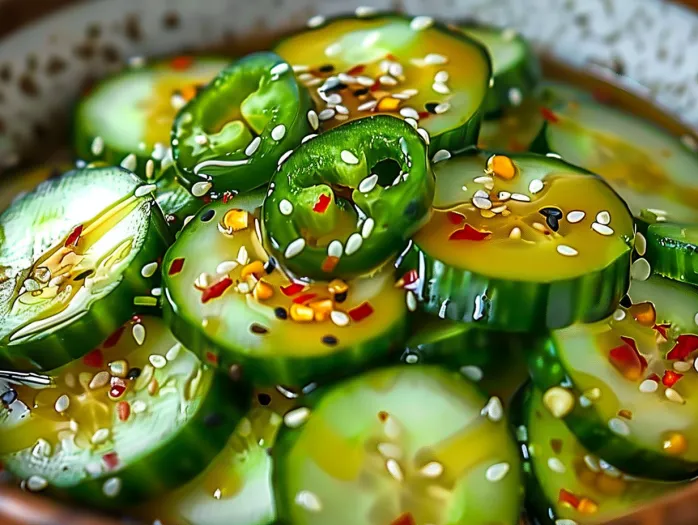 A bowl of Asian cucumber salad.