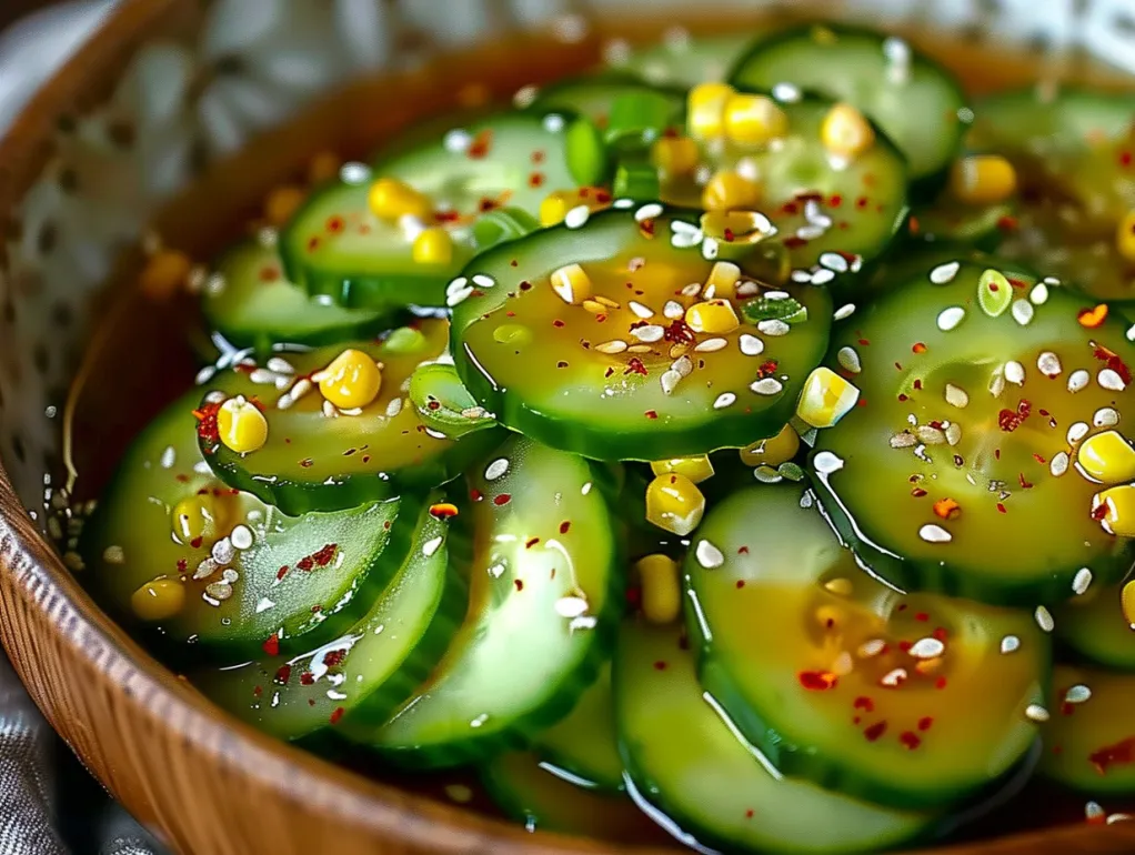 A bowl of Asian cucumber salad.
