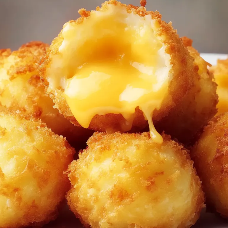 Fried cheese balls on a plate.