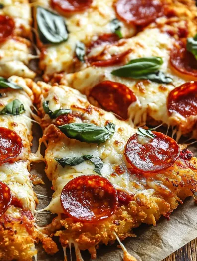 A close up of a pizza with pepperoni and basil.