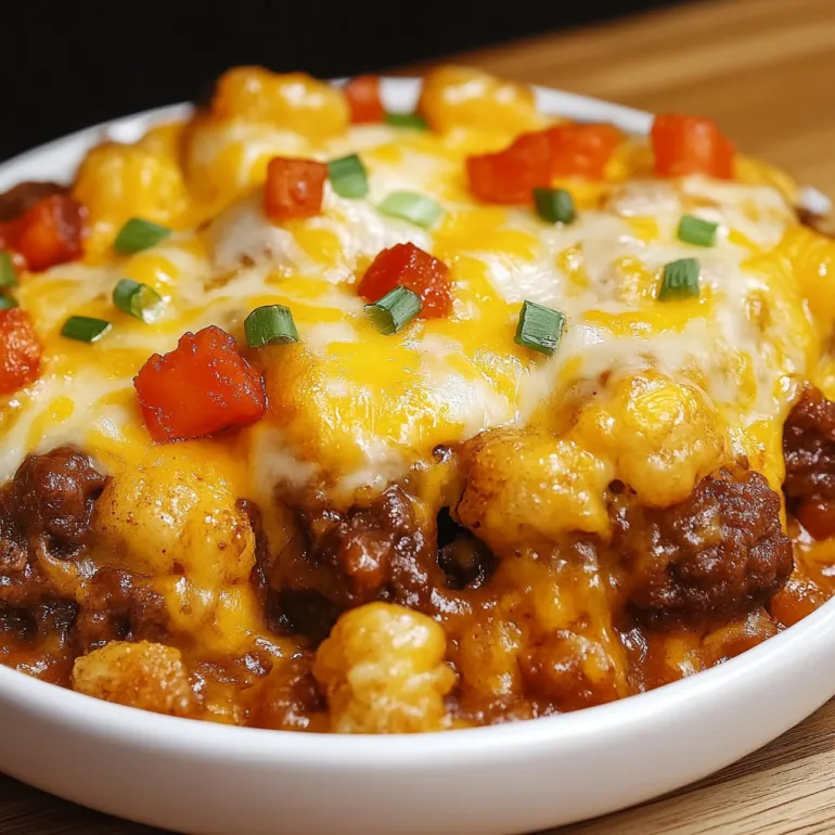 A white bowl filled with a delicious cowboy casserole.