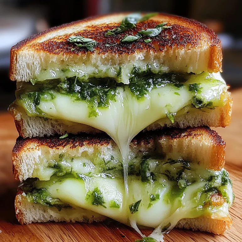 A sandwich with green stuff on it.