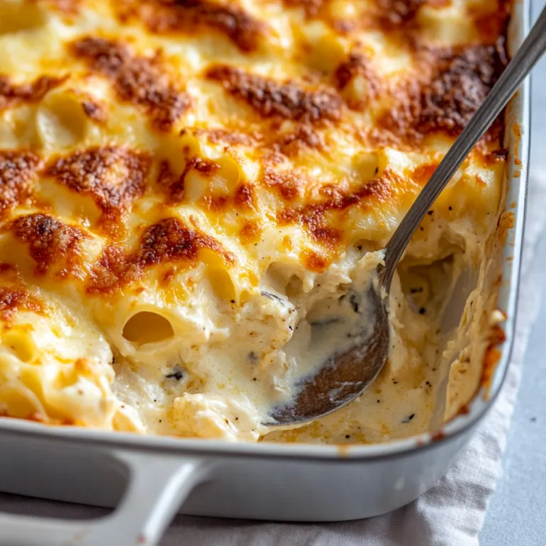 A pan of vegan cauliflower cheese.