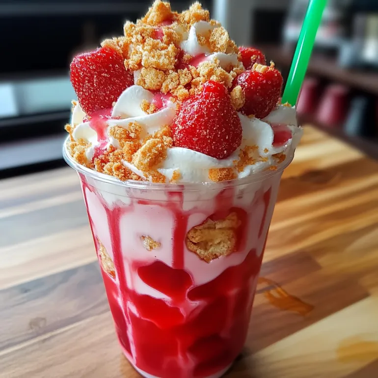 A Starbucks Strawberry Shortcake Frappuccino.