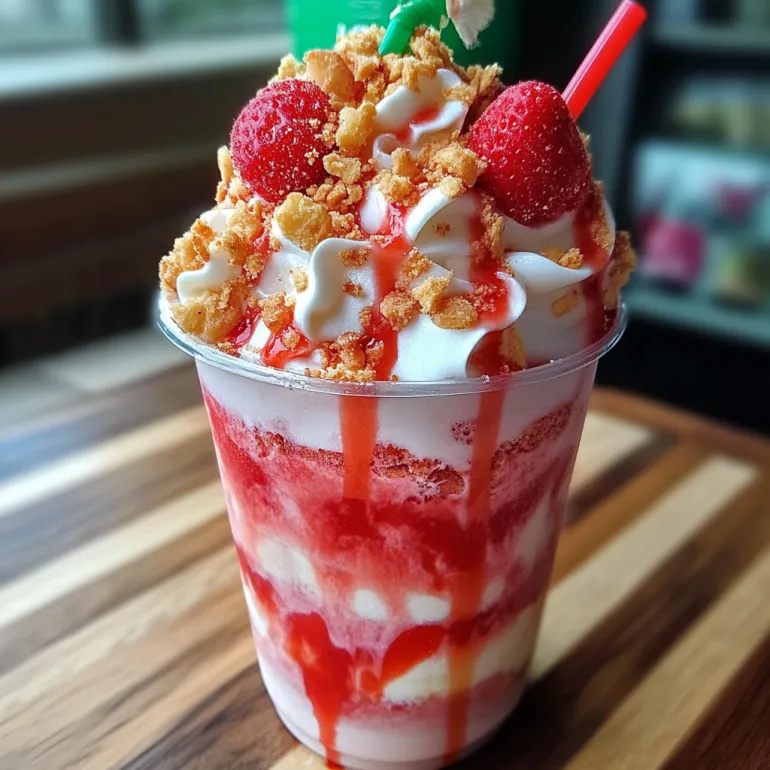 A Starbucks Strawberry Shortcake Frappuccino.