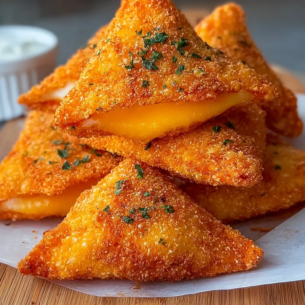 Fried cheese stuffed Doritos on a plate.