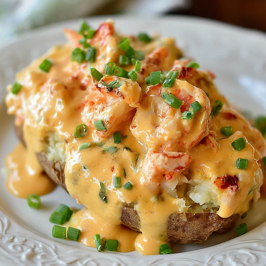 A plate of seafood stuffed potatoes.