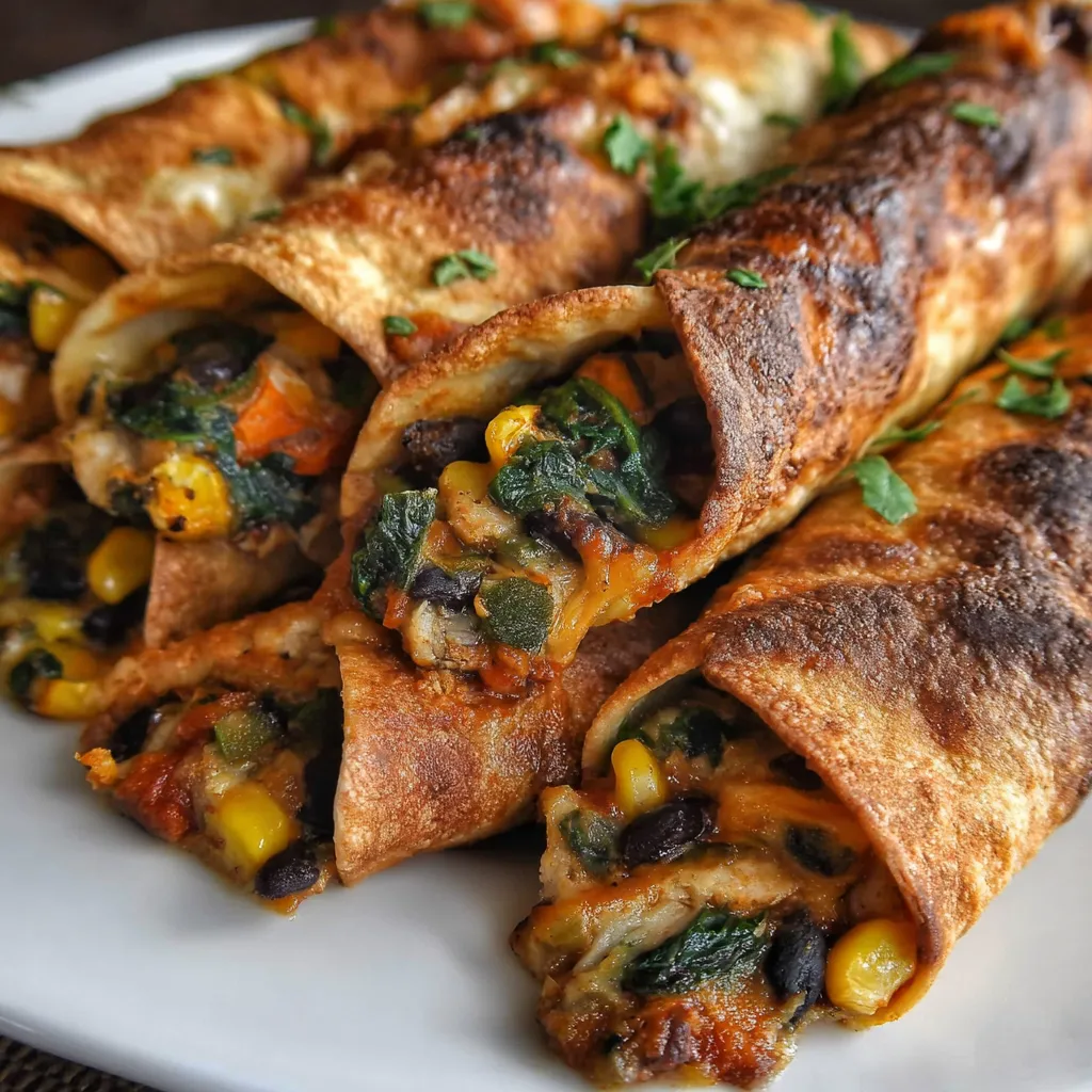 A plate of Southwestern Egg Rolls.