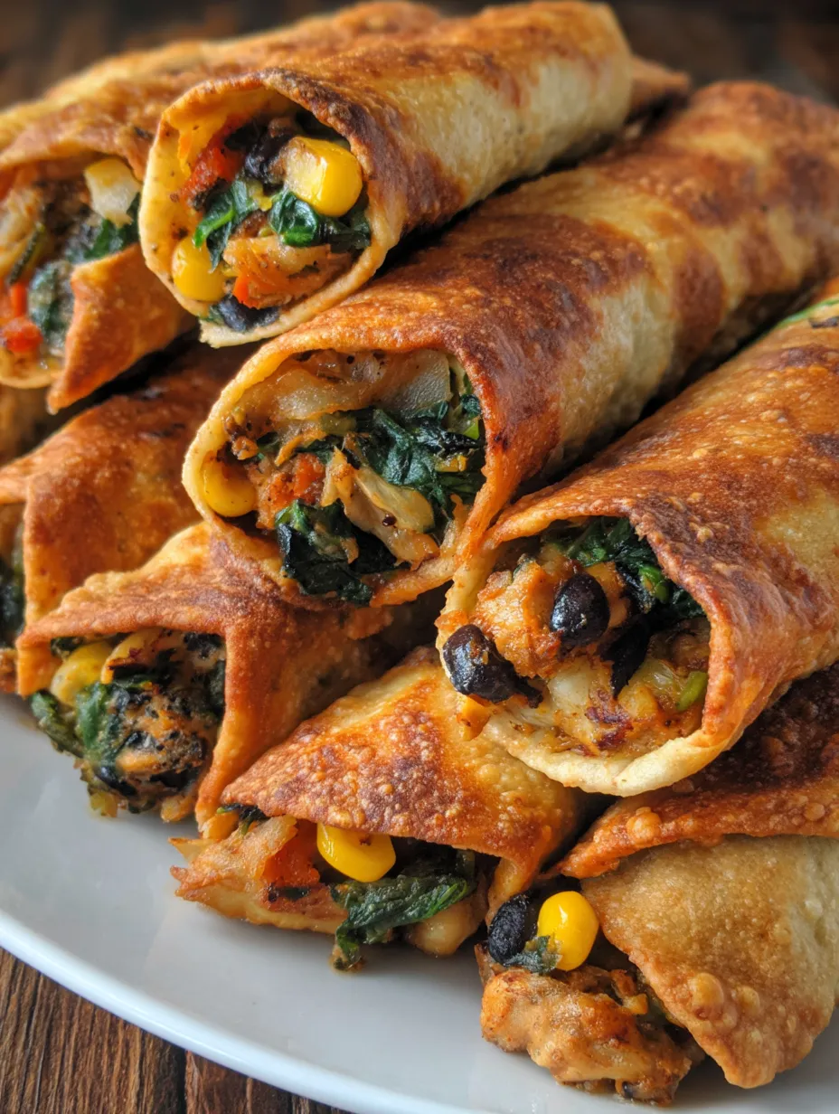 A plate of Southwestern Egg Rolls.