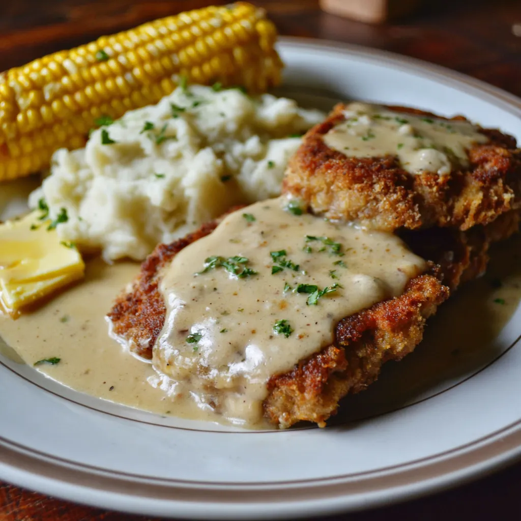 A plate of food with chicken, potatoes, and corn.