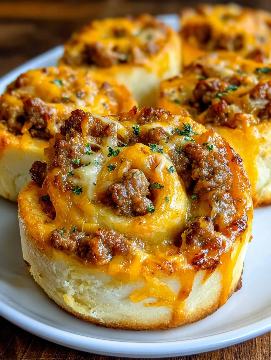 Sausage pinwheels on a plate.