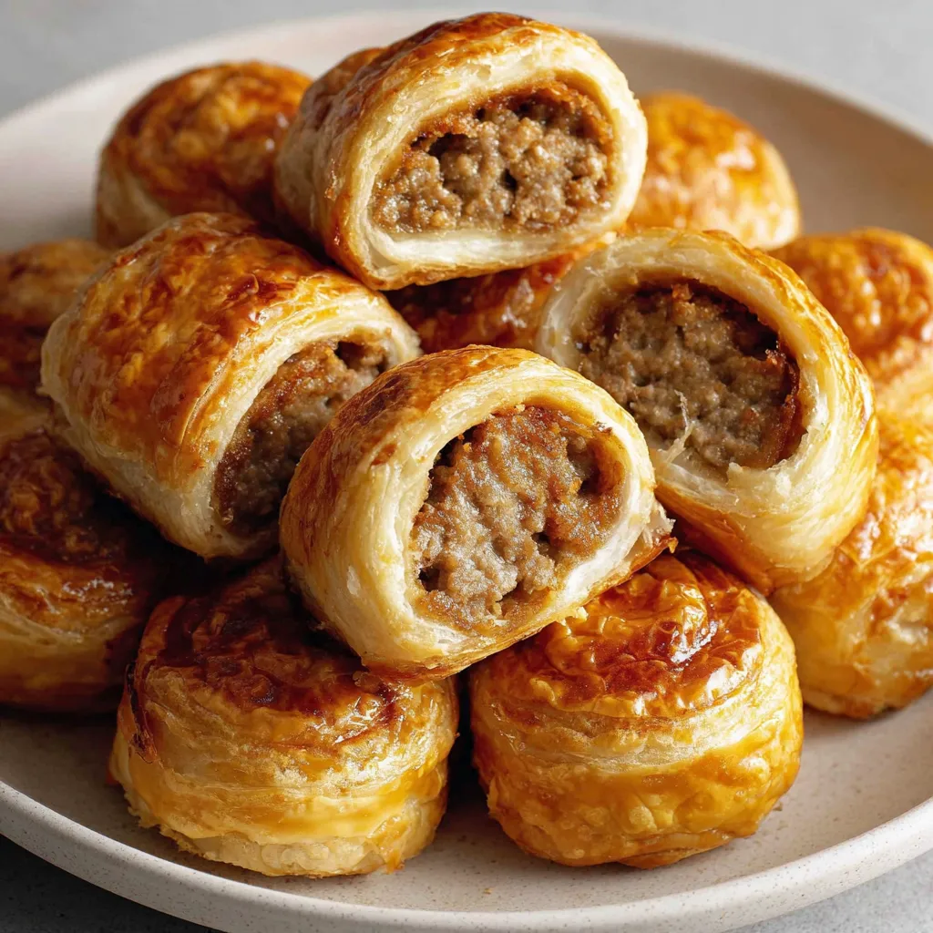 A plate of French onion sausage rolls.