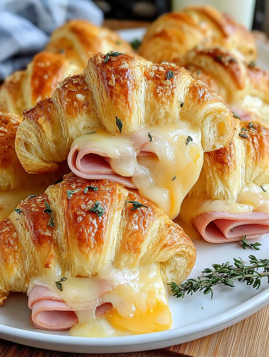A plate of ham and cheese crescent rolls.
