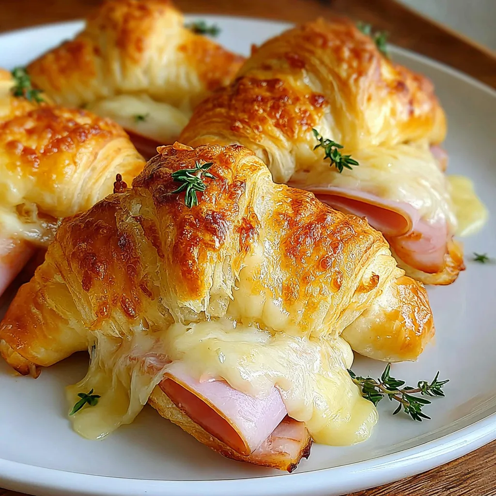 A plate of ham and cheese crescent rolls.