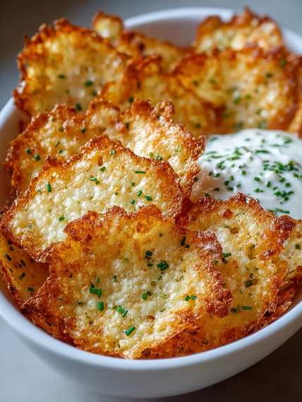A bowl of fried potatoes with a dollop of sour cream on top.
