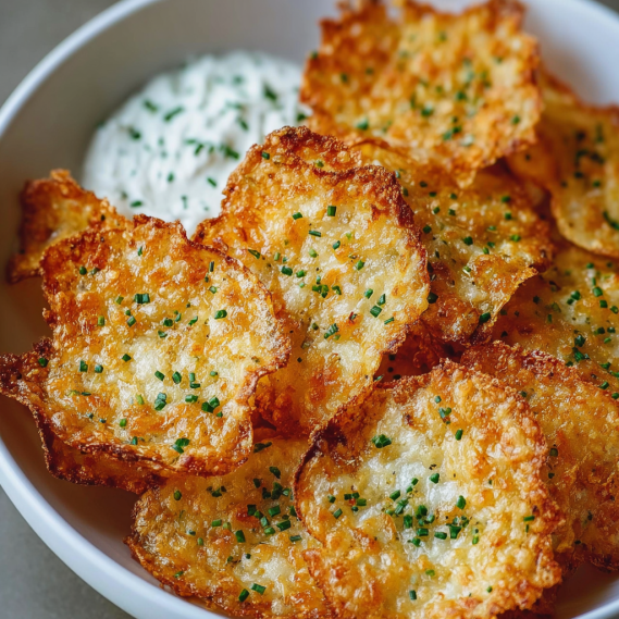 A bowl of fried potatoes with a dollop of sour cream.