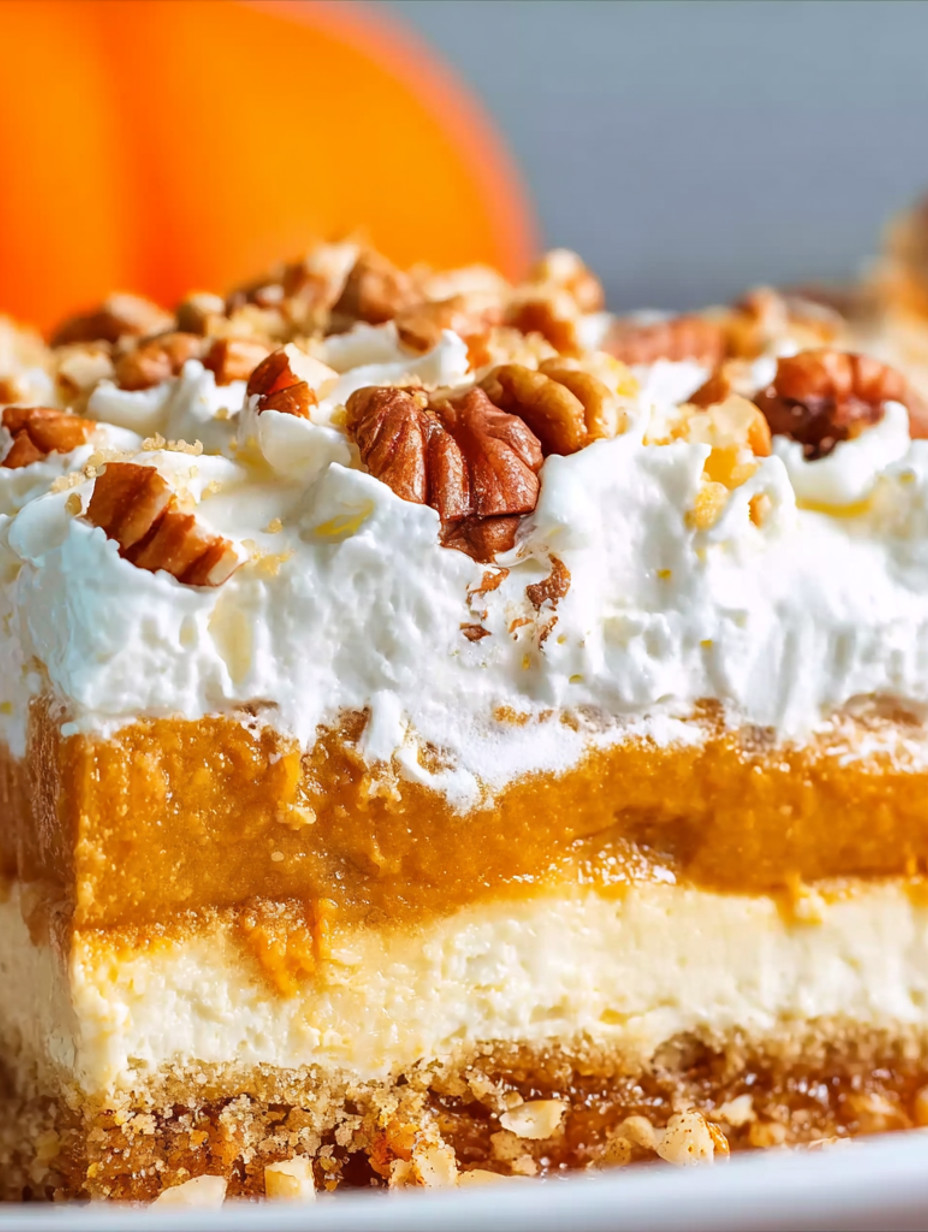 A slice of cake with walnuts on top.