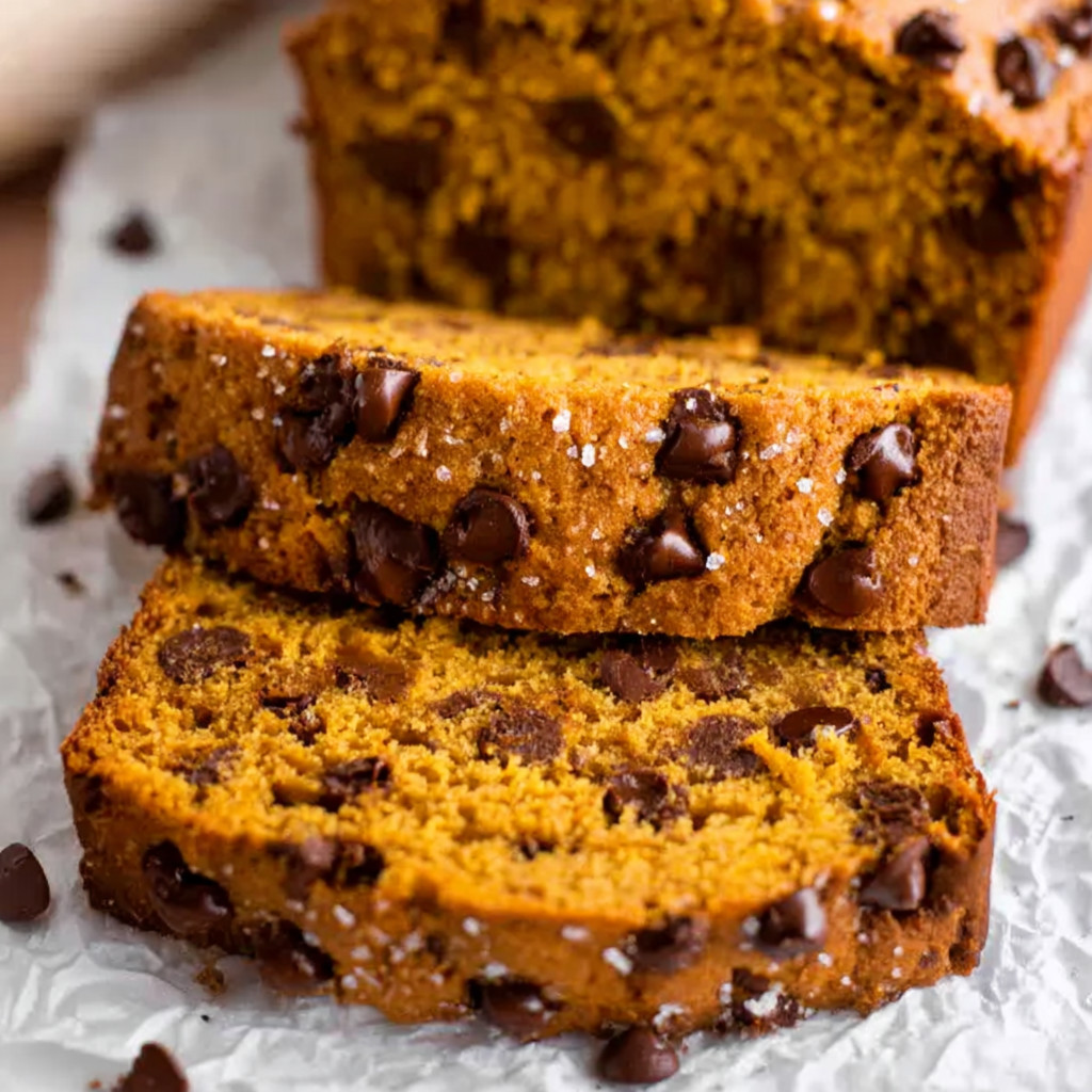 A slice of chocolate chip bread.