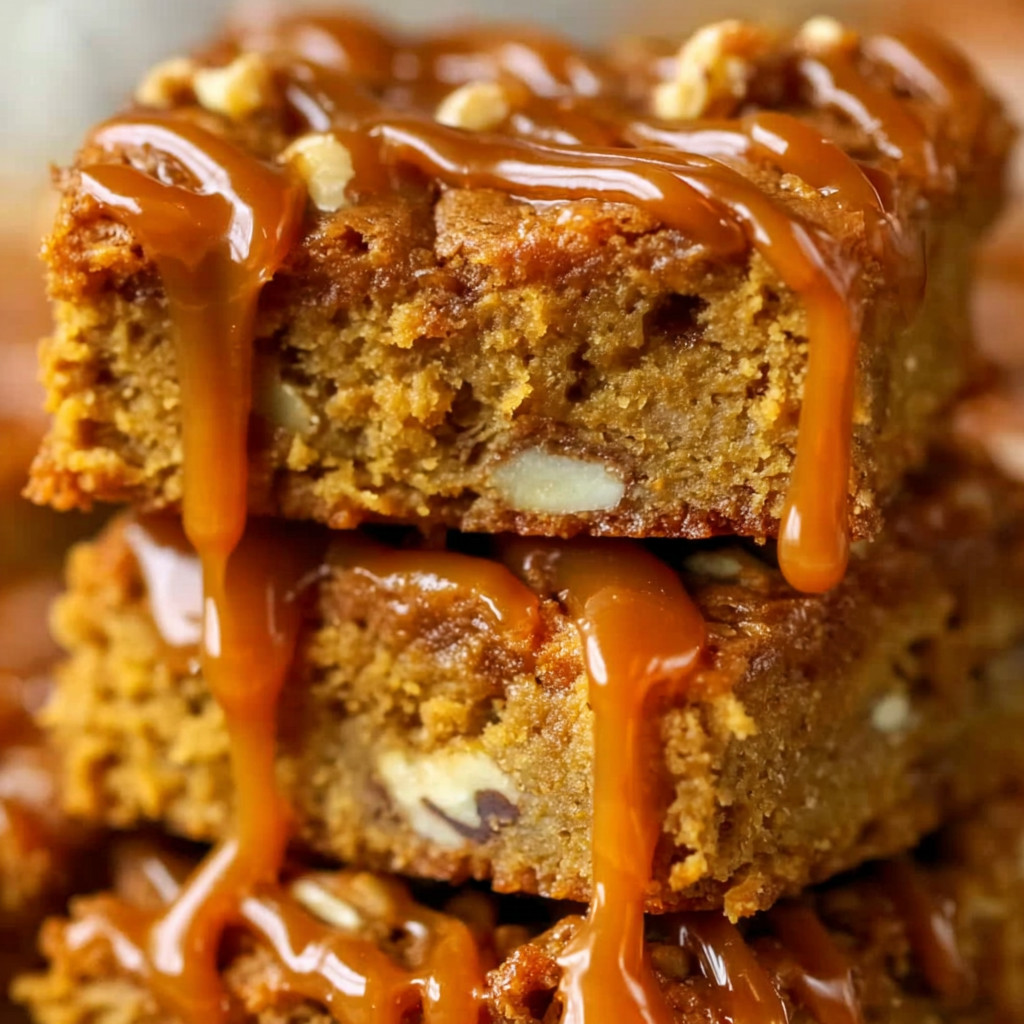 Caramel drizzled on top of a cake.